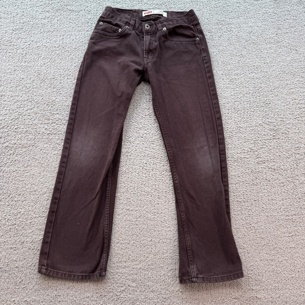 Levis 505 Straight Leg Jeans Kids Size 12 Reg Brown 100% Cotton W26 L26 0424